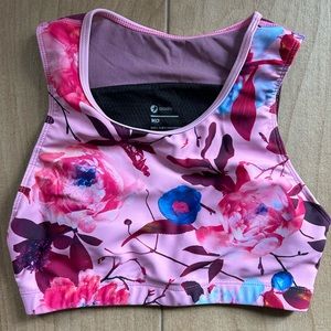 NWOT Oiselle Blackbird Floral Crop Top Sports Bra